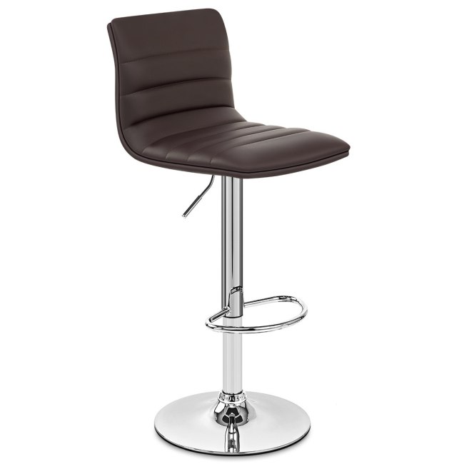 Sleek stylish height adjustable brown faux leather bar chair