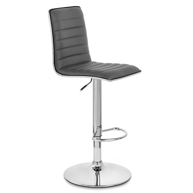 Comfort grey faux leather bar stool with backrest