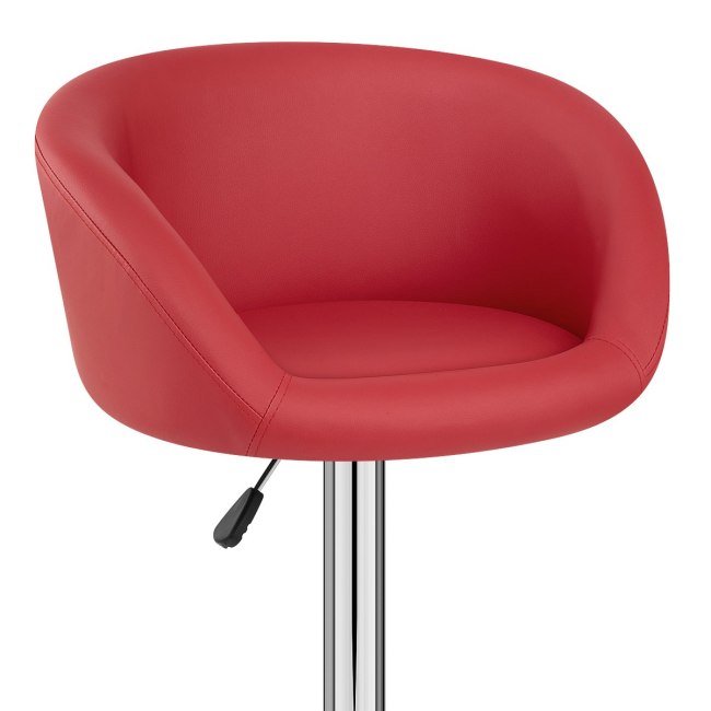 Modern red faux leather bar stool with armrest