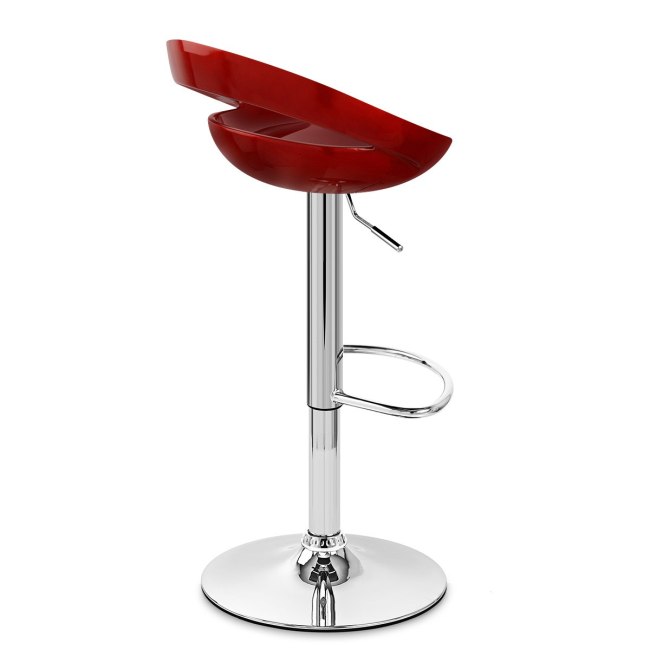 Contemporary red ABS kitchen bar stool