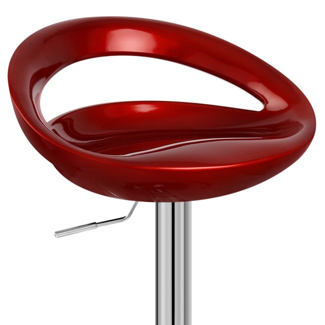 Contemporary red ABS kitchen bar stool