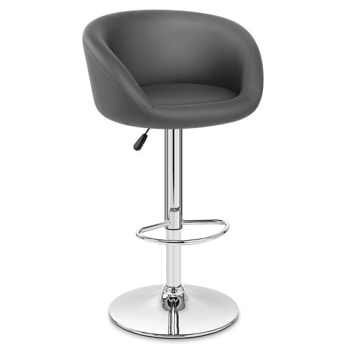 Modern grey faux leather bar stool with armrest