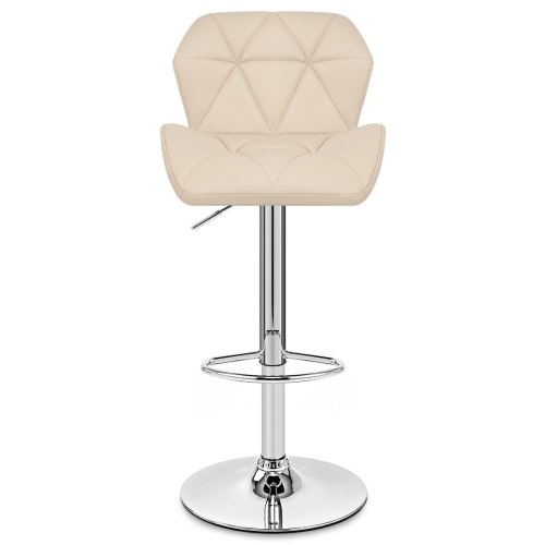 Comfy swivel design beige faux leather bar stool