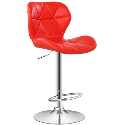 Comfy swivel design red faux leather bar stool