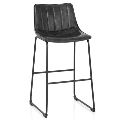Industrial style modern black faux leather bar stool with metal frame