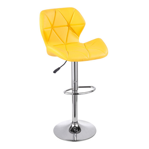 Comfy swivel design yellow faux leather bar stool