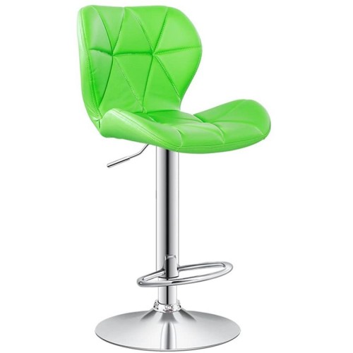 Comfy swivel design green faux leather bar stool