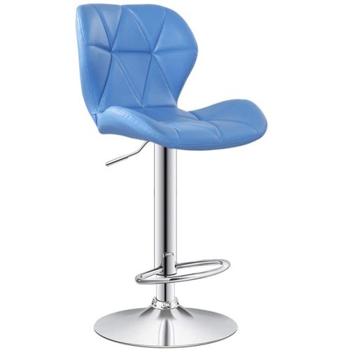 Comfy swivel design blue faux leather bar stool