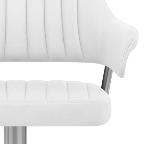 Comfort white counter height leather bar chair with arms