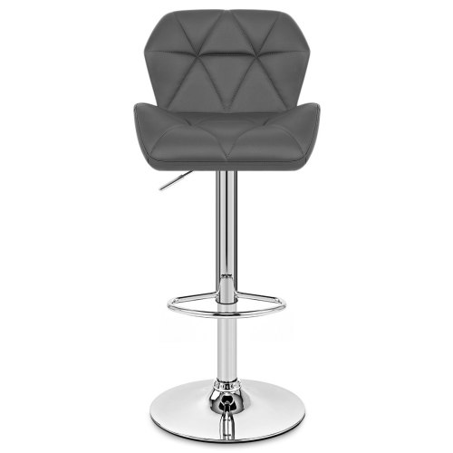 Comfy swivel design dark grey faux leather bar stool