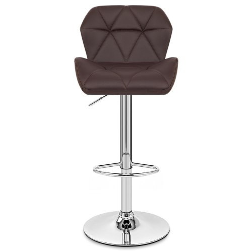 Comfy swivel design brown faux leather bar stool