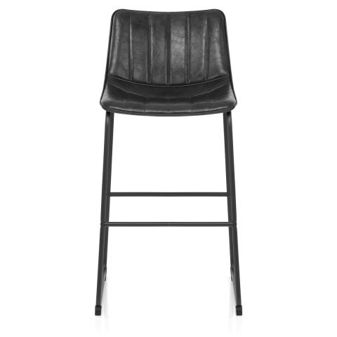 Industrial style modern black faux leather bar stool with metal frame