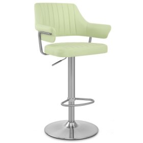 Comfort light green counter height leather bar chair with arms