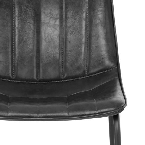 Industrial style modern black faux leather bar stool with metal frame