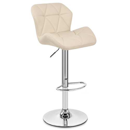 Comfy swivel design beige faux leather bar stool