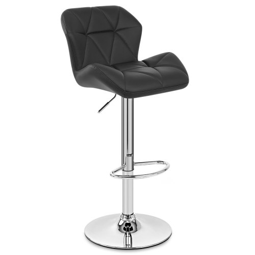 Comfy swivel design black faux leather bar stool
