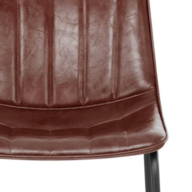 Industrial style modern brown faux leather bar stool with metal frame