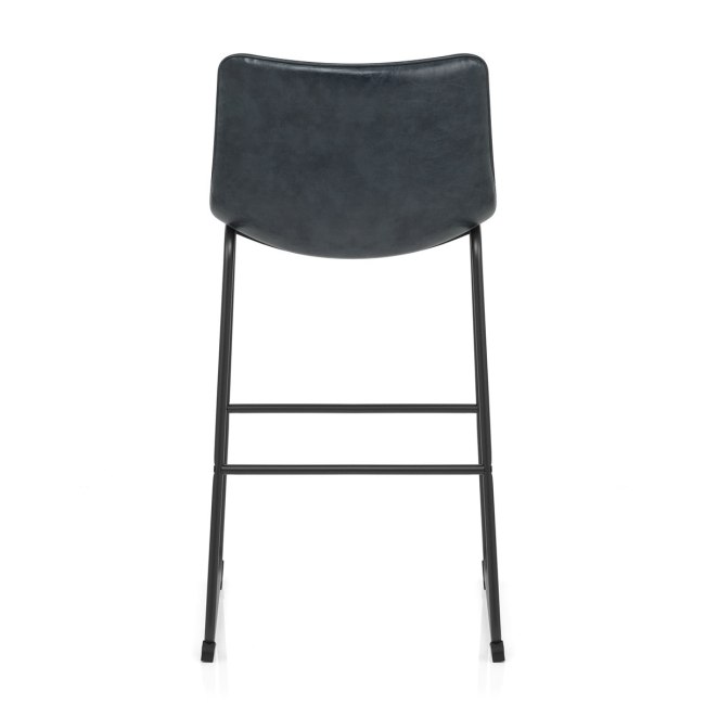 Industrial style modern dark grey faux leather bar stool with metal frame
