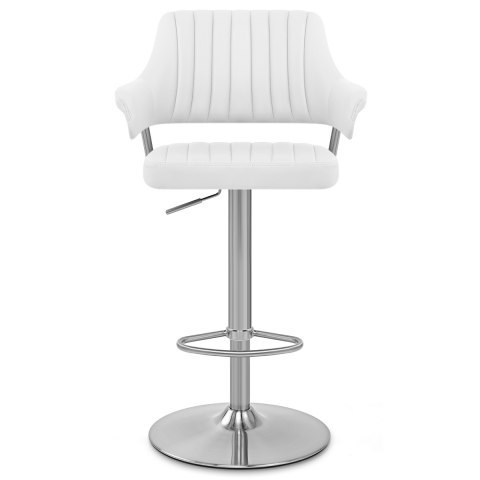 Comfort white counter height leather bar chair with arms