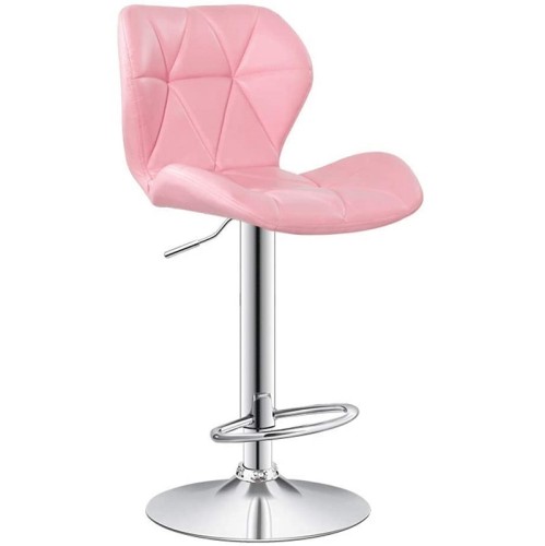 Comfy swivel design pink faux leather bar stool
