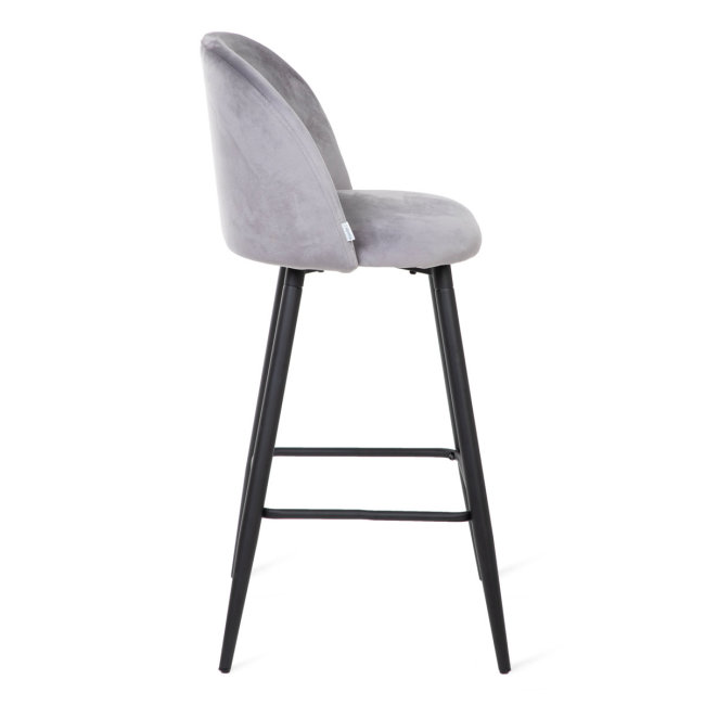 Stylish counter height grey velvet bar stool