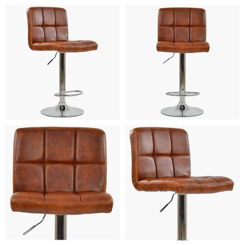 Hot sale height adjustable vintage brown faux leather bar stool 