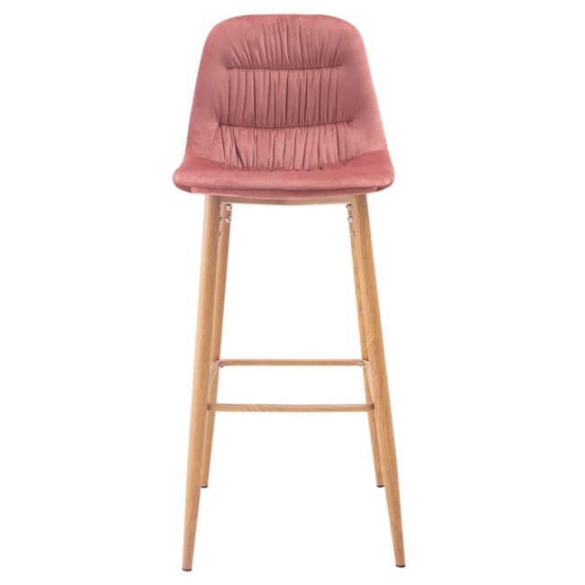 Comfy pink upholstered bar stool with metal feet