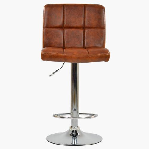 Hot sale height adjustable vintage brown faux leather bar stool 