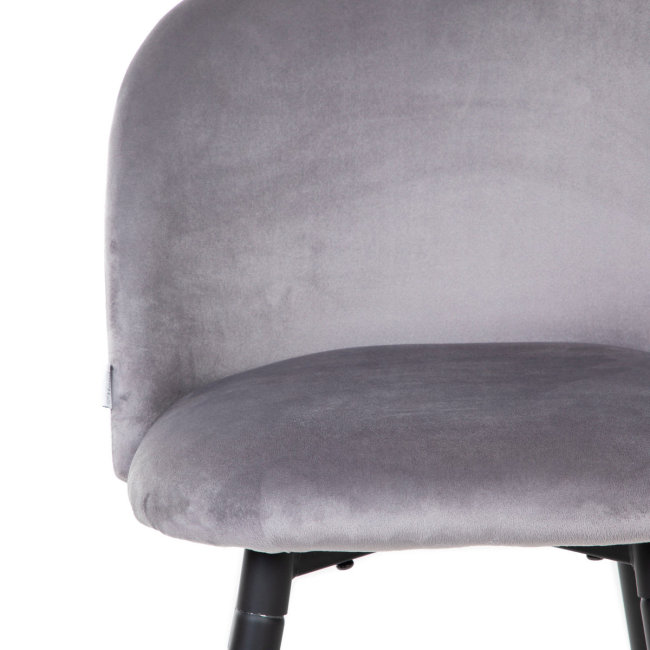 Stylish counter height grey velvet bar stool