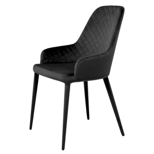 High back black velvet restaurant dining chair