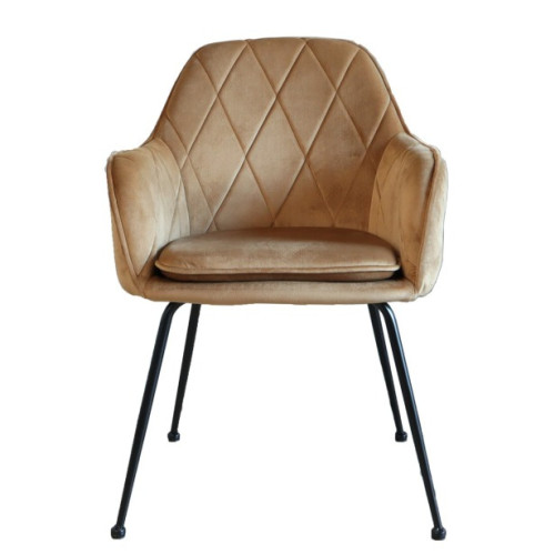 Luxury beige velvet dining chair with armrest