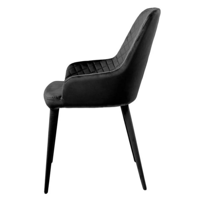 High back black velvet restaurant dining chair