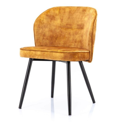 Stylish yellow upholstered seat and sleek metal legs