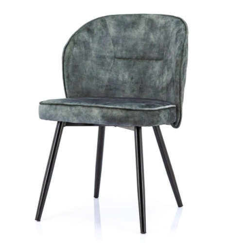 Stylish dark green upholstered seat and sleek metal legs
