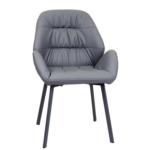 Dark grey faux leather seat and sleek metal legs