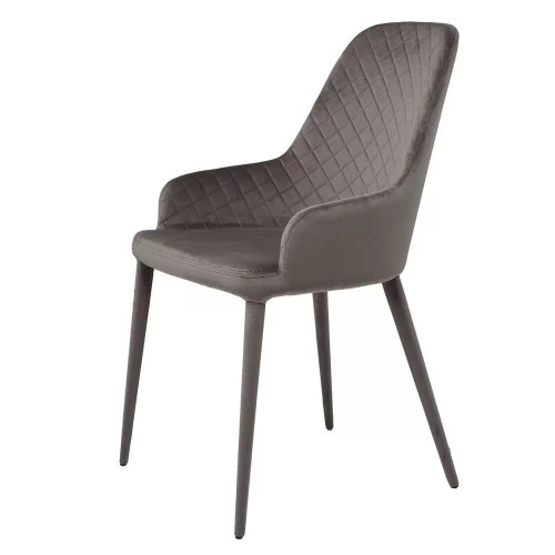 High back grey velvet restaurant dining chair