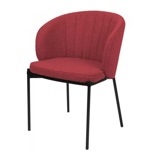 Stylish comfortable red fabric dining chair with metal legs
