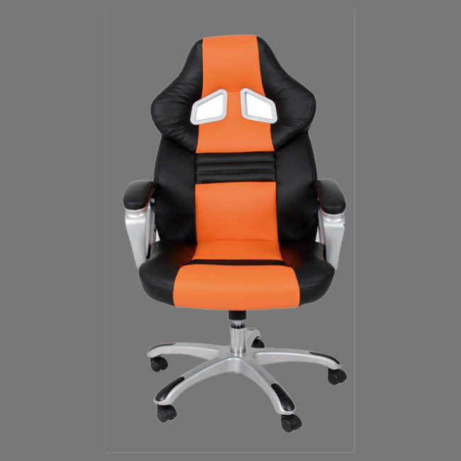 Heavy duty orange faux leather gaming chair