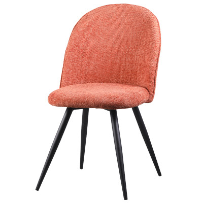 Curved back red fabric dining chair