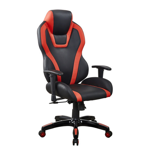 Gamer chair black and red faux leather