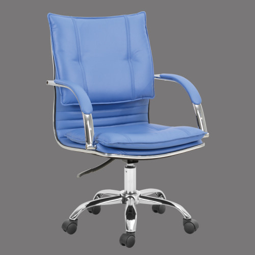Mid back blue faux leather office computer chair