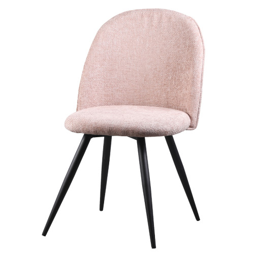 Curved back pink fabric dining chair