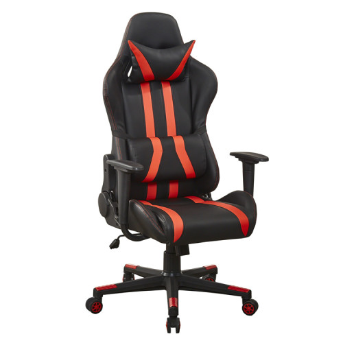 Black and red faux leather reclining office gaming chair
