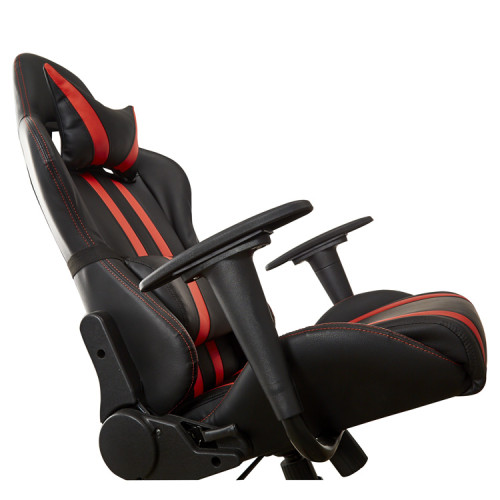 Black and red faux leather reclining office gaming chair