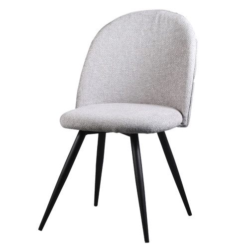 Curved back warm grey fabric dining chair