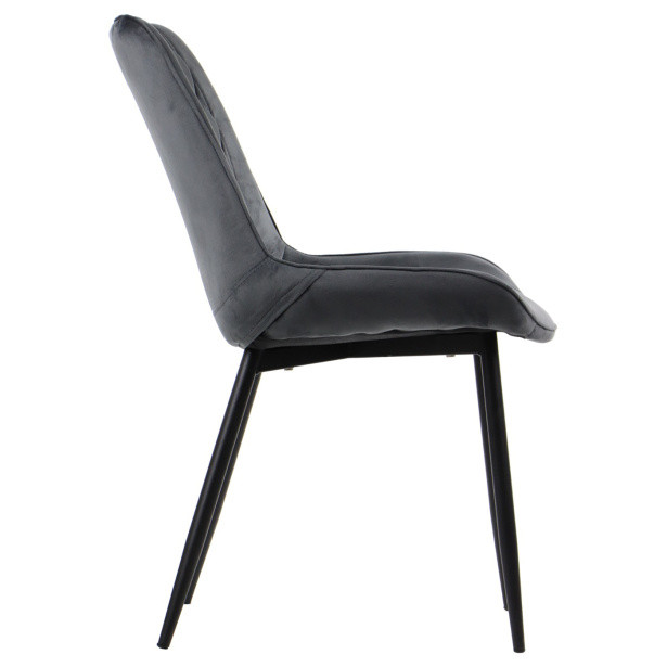 Sleek and stylish grey velvet dining chair with metal legs