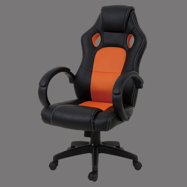 Racing style ergonomic orange mesh fabric gaming chair