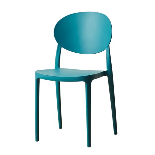 Dark blue stackable polypropylene dining chair