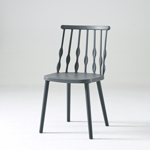 Grey armless plastic windsor chair