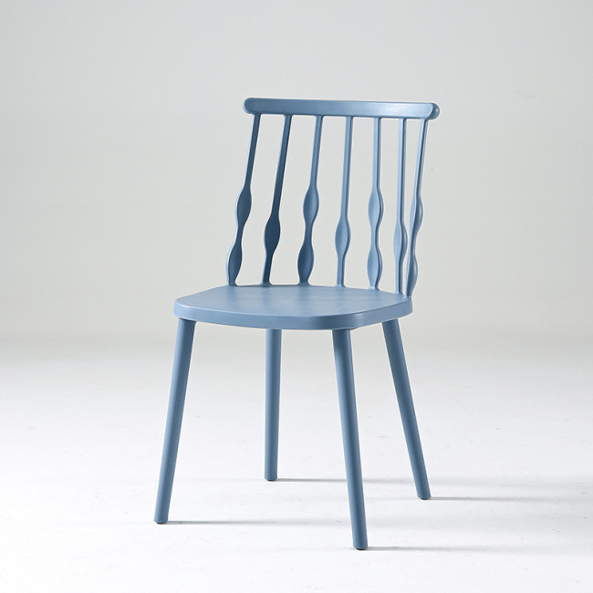 Haze blue armless plastic windsor chair